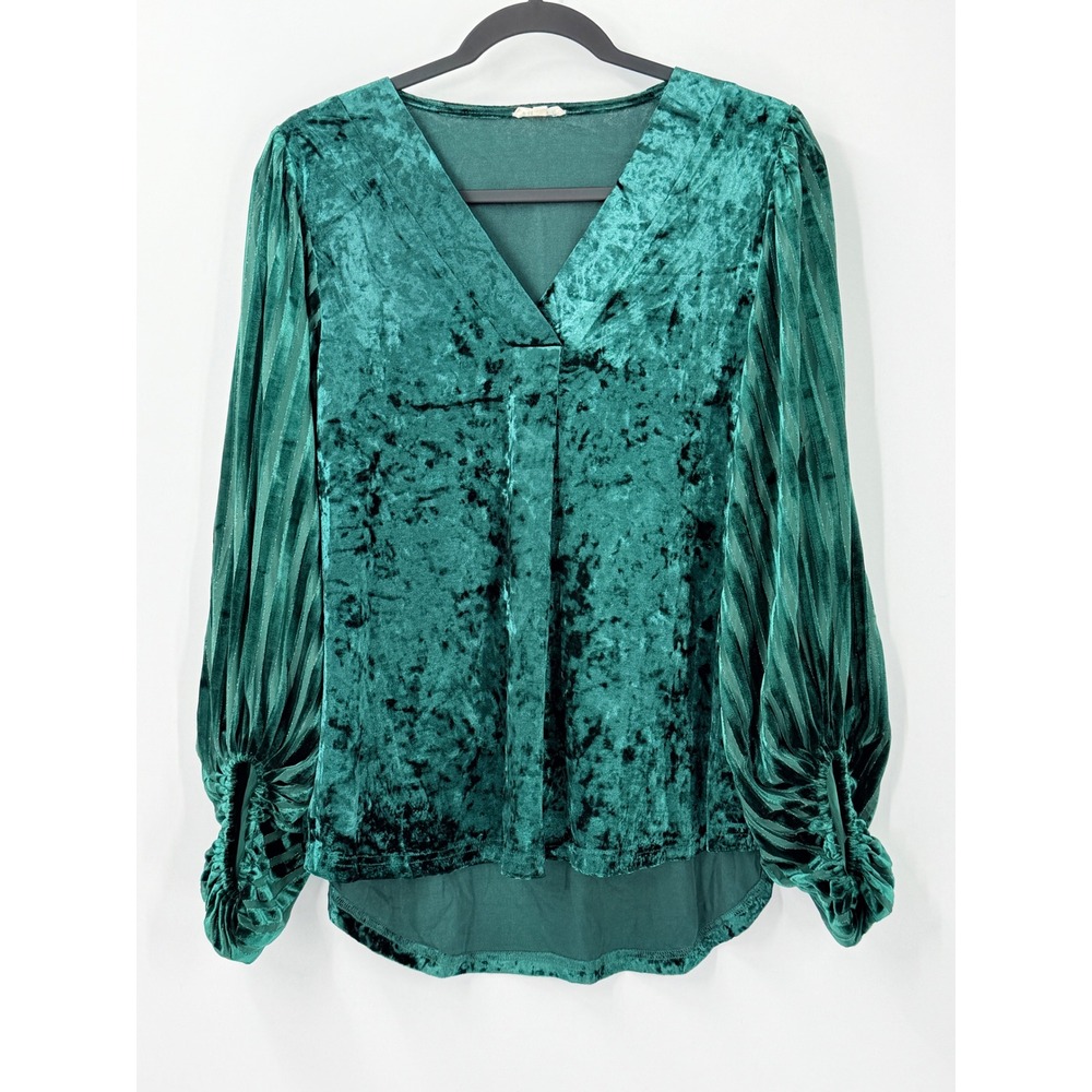 Crushed Velvet top Womens sz S Whimsigoth Holiday sheer burnout balloon sleeves